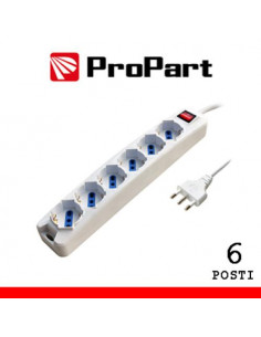 PROPART MULTIPRESA 6POS BIPASSO/SCHUKO SPINA16A +INTERR.