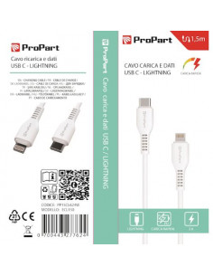 ProPart Cavo Lightning - Tipo-C 3A 1.5mt Carica Rapida e dati Bianco