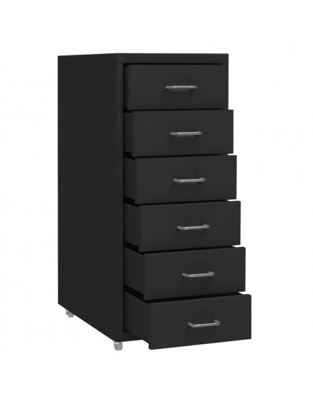Schedario Mobile Nero 28x41x69 cm in Metallo