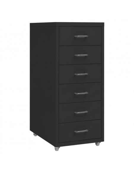 Schedario Mobile Nero 28x41x69 cm in Metallo