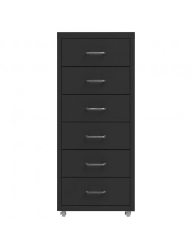 Schedario Mobile Nero 28x41x69 cm in Metallo