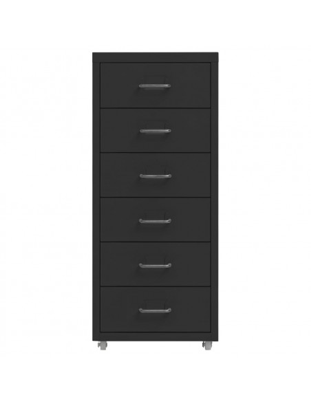 Schedario Mobile Nero 28x41x69 cm in Metallo