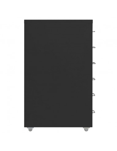 Schedario Mobile Nero 28x41x69 cm in Metallo