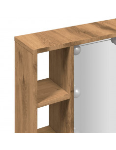 Mobile a Specchio LED Rovere Artigianale 76x15x55cm Multistrato