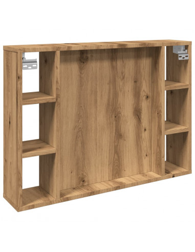 Mobile a Specchio LED Rovere Artigianale 76x15x55cm Multistrato