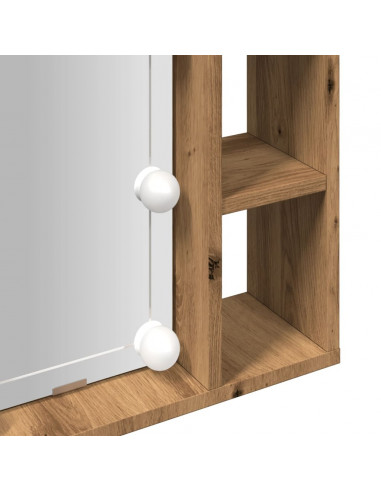 Mobile a Specchio LED Rovere Artigianale 76x15x55cm Multistrato