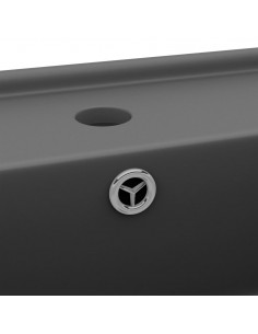 Lavabo Troppopieno Quadrato Grigio Scuro Opaco 41x41cm Ceramica