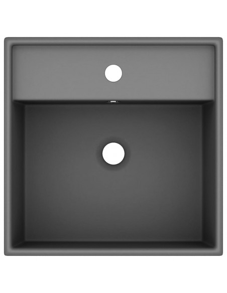 Lavabo Troppopieno Quadrato Grigio Scuro Opaco 41x41cm Ceramica