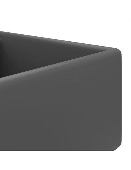 Lavabo Troppopieno Quadrato Grigio Scuro Opaco 41x41cm Ceramica