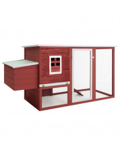 Pollaio all'Aperto con 1 Casetta di Cova in Legno Rosso 2