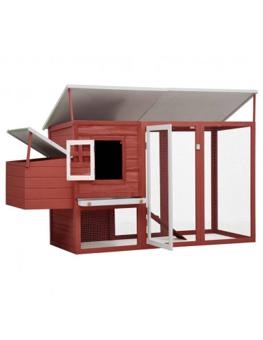 Pollaio all'Aperto con 1 Casetta di Cova in Legno Rosso