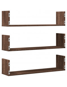 Mensole a Parete 3pz Rovere Marrone 80x18x18 cm in Truciolato