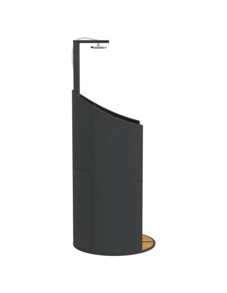Doccia Esterno Nera 100x100x241,5 cm Polyrattan e Legno Acacia