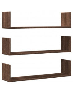Mensole a Parete 3pz Rovere Marrone 80x18x18 cm in Truciolato 2