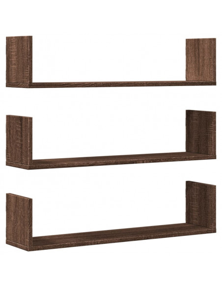 Mensole a Parete 3pz Rovere Marrone 80x18x18 cm in Truciolato