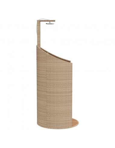 Doccia Esterno Beige 100x100x241,5 cm Polyrattan e Legno Acacia