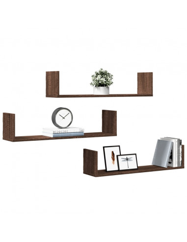 Mensole a Parete 3pz Rovere Marrone 80x18x18 cm in Truciolato