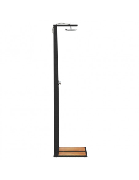 Doccia da Esterno Nera 50x55x224cm in Polyrattan e Legno Acacia