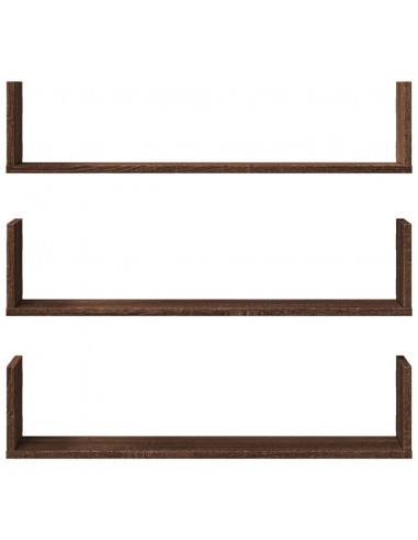 Mensole a Parete 3pz Rovere Marrone 80x18x18 cm in Truciolato