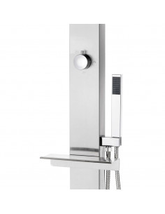 Doccia da Giardino con Base Grigia 225 cm in Acciaio Inox