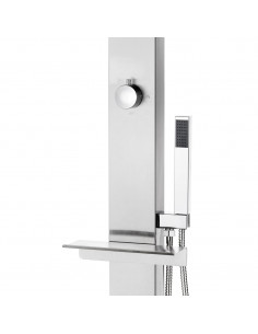 Doccia da Giardino con Base Grigia 225 cm in Acciaio Inox