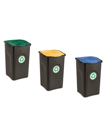 Pattumiera Stefanplast PF70693 ECOGREEN Set 3 Recycling Colori assorti