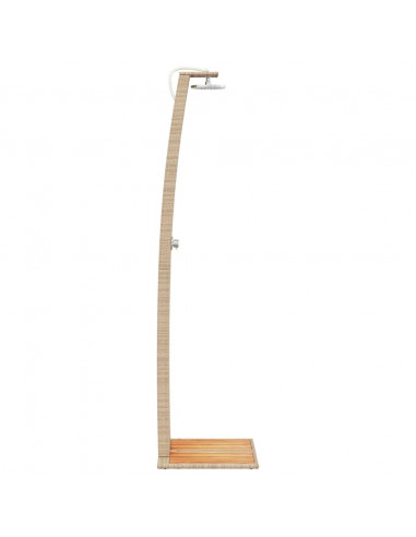 Doccia da Esterno Beige 55x60x224 cm Polyrattan e Legno Acacia