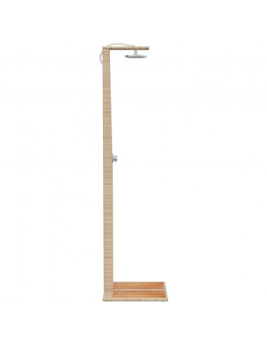 Doccia da Esterno Beige 50x55x224 cm Polyrattan e Legno Acacia