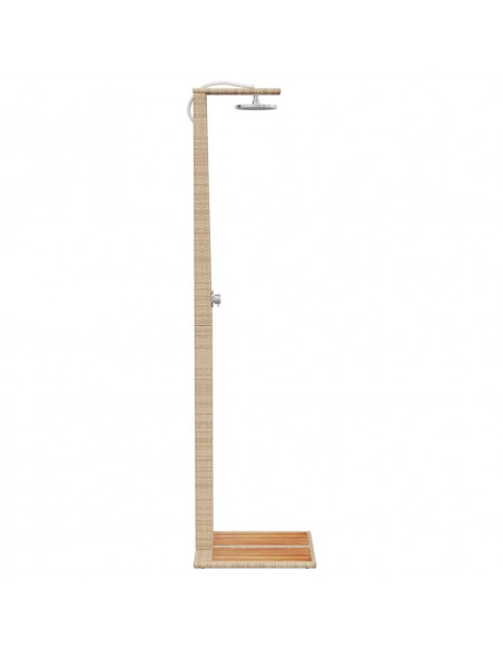 Doccia da Esterno Beige 50x55x224 cm Polyrattan e Legno Acacia