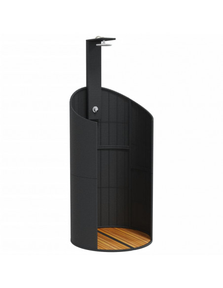 Doccia Esterno Nera 100x100x241,5 cm Polyrattan e Legno Acacia
