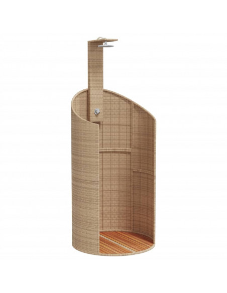 Doccia Esterno Beige 100x100x241,5 cm Polyrattan e Legno Acacia