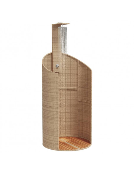 Doccia Esterno Beige 100x100x241,5 cm Polyrattan e Legno Acacia