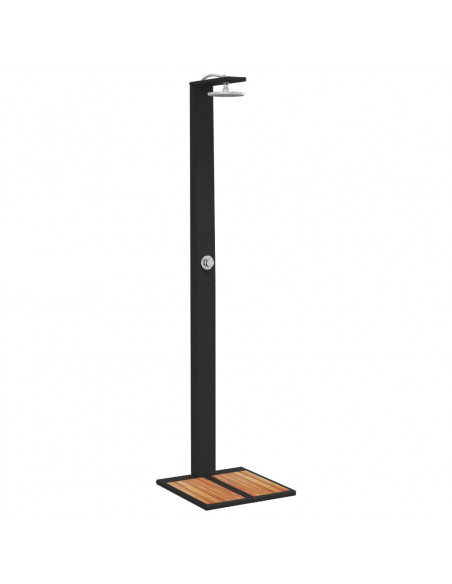 Doccia da Esterno Nera 50x55x224cm in Polyrattan e Legno Acacia