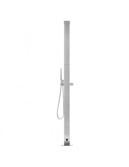 Doccia da Giardino con Base Grigia 225 cm in Acciaio Inox