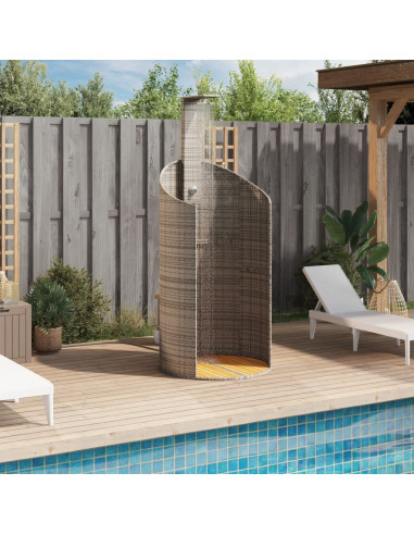 Doccia Esterno Grigia 100x100x241,5cm Polyrattan e Legno Acacia