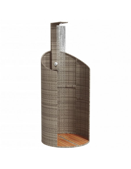 Doccia Esterno Grigia 100x100x241,5cm Polyrattan e Legno Acacia