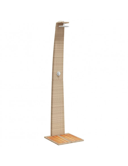 Doccia da Esterno Beige 55x60x224 cm Polyrattan e Legno Acacia