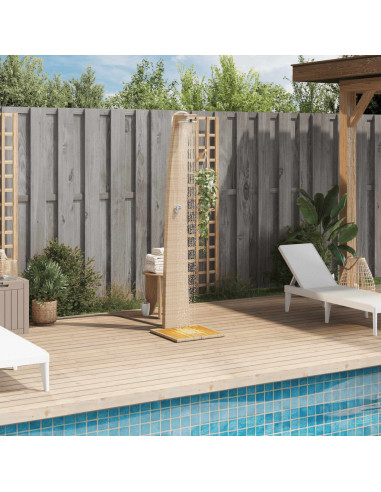 Doccia da Esterno Beige 55x60x224 cm Polyrattan e Legno Acacia