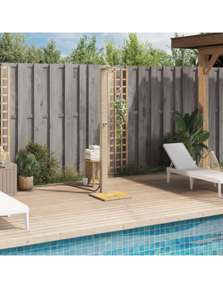 Doccia da Esterno Beige 50x55x224 cm Polyrattan e Legno Acacia