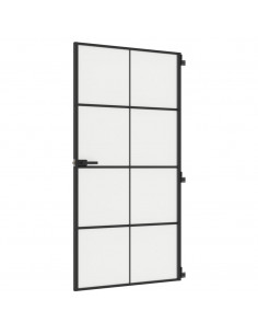 Porta Interni Sottile Nera 102,5x201,5Vetro Temperato Alluminio 2