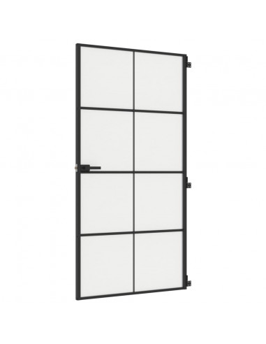 Porta Interni Sottile Nera 102,5x201,5Vetro Temperato Alluminio