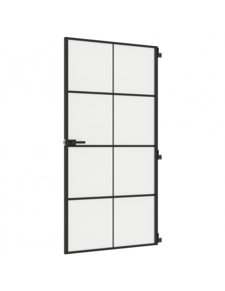 Porta Interni Sottile Nera 102,5x201,5Vetro Temperato Alluminio
