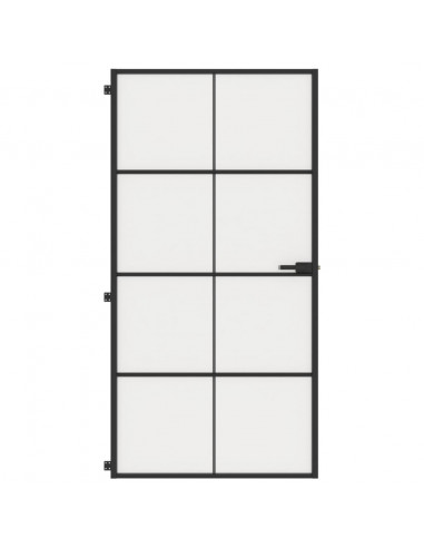 Porta Interni Sottile Nera 102,5x201,5Vetro Temperato Alluminio