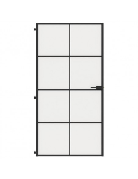 Porta Interni Sottile Nera 102,5x201,5Vetro Temperato Alluminio