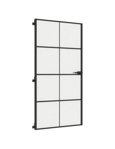 Porta Interni Sottile Nera 102,5x201,5Vetro Temperato Alluminio