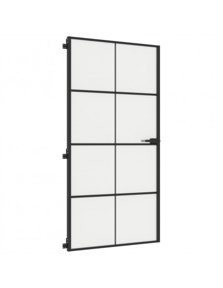 Porta Interni Sottile Nera 102,5x201,5Vetro Temperato Alluminio