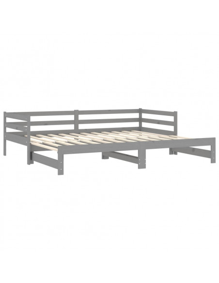 Dormeuse Estraibile 2x(90x200) cm Grigia in Legno di Pino