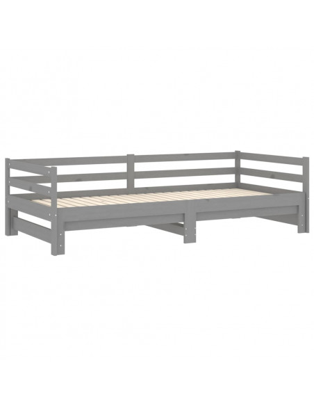 Dormeuse Estraibile 2x(90x200) cm Grigia in Legno di Pino