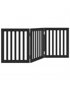 Cancello per Cani Pieghevole 3 Pannelli Nero 150cm Legno Pioppo