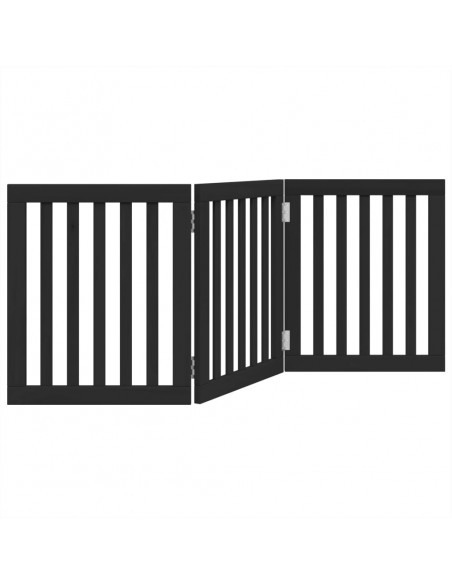 Cancello per Cani Pieghevole 3 Pannelli Nero 150cm Legno Pioppo
